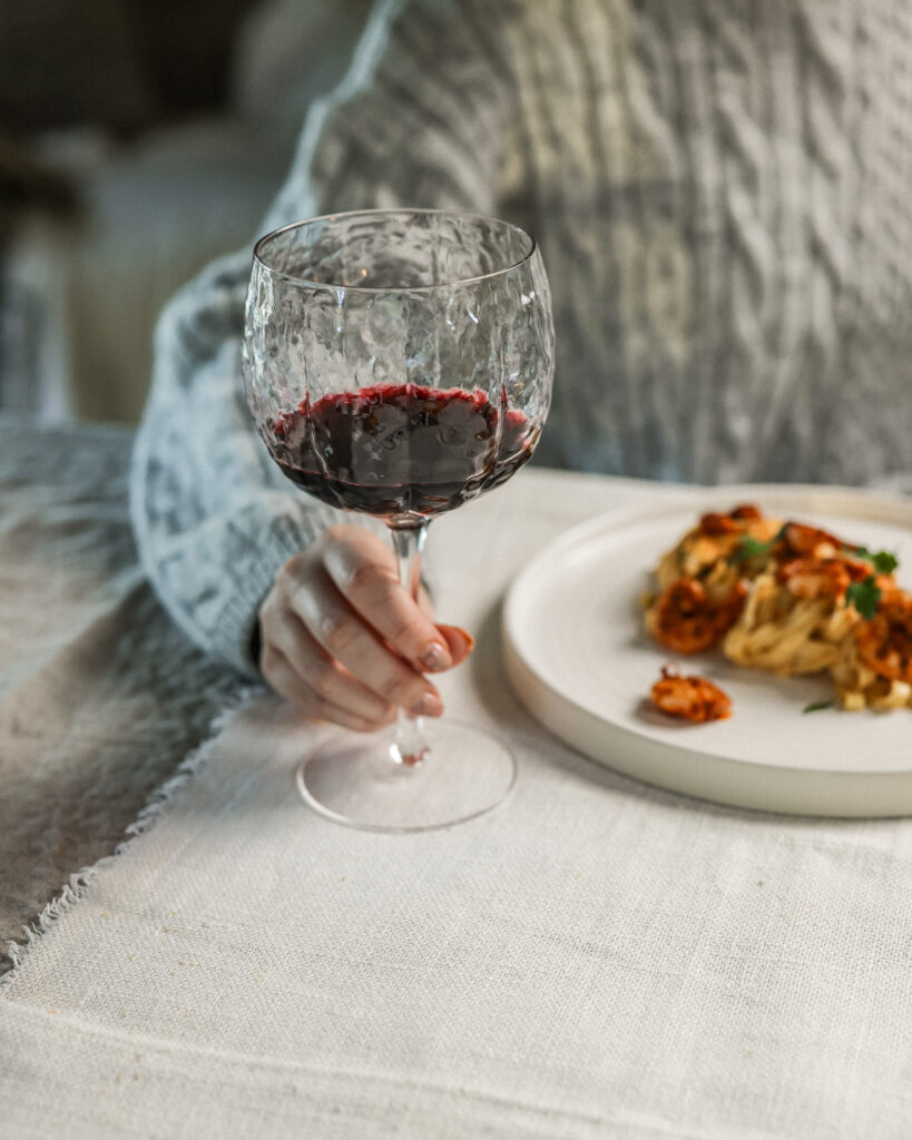Dinner Party Wine Glass & Pasta